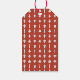 Etiqueta Para Presente White Christmas Trees on Red Holiday Gift Tags
