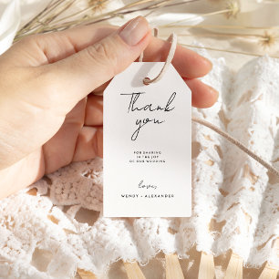 Etiqueta Para Presente White Modern Script Weding Obrigado