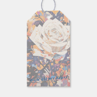 Etiqueta Para Presente White Rose Botanical Acrylic Painted Floral