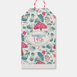 Etiqueta Para Presente White Vintage Cottagecore Mushroom Birthday