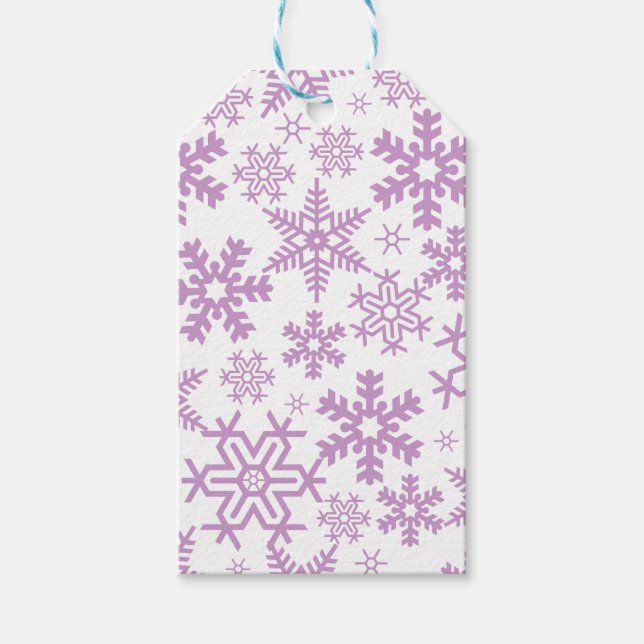 ETIQUETA PARA PRESENTE WHITE WITH PURPLE WINTER SNOWFLAKES (Frente)