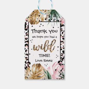 Etiqueta Para Presente Wild One Birthday Leopard Print Safari Partido Fav
