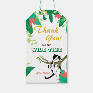 Etiqueta Para Presente Wild One Greenery Safari Kitty primeiro aniversari