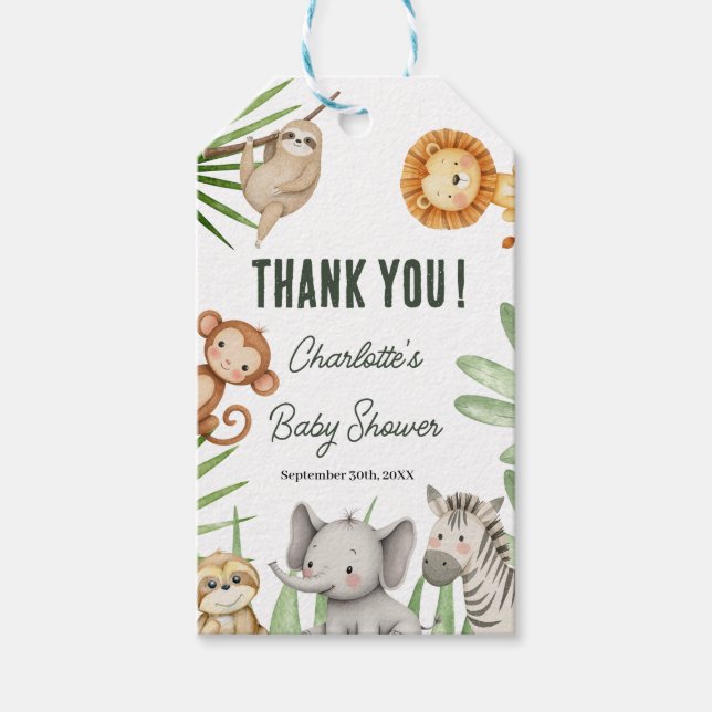 Etiqueta Para Presente Wild One Safari Animals Boy Baby Shower (Frente)