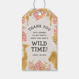 Etiqueta Para Presente Wild One Safari Girls Birthday Pink Dourado Ecru