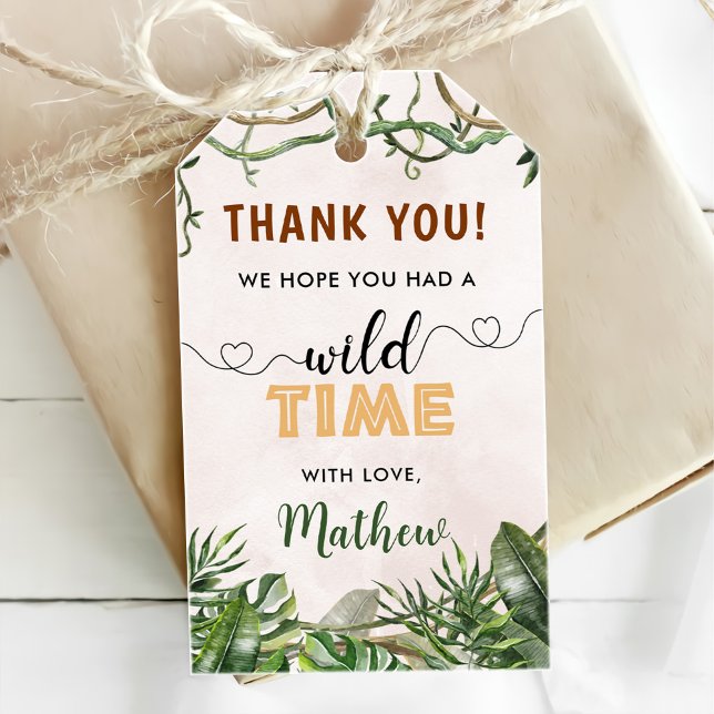 Etiqueta Para Presente Wild One Tropical Safari Primeiro Aniversário (Criador carregado)