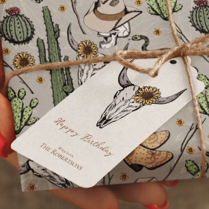 Etiqueta Para Presente Wild West Happy Birthday - Caveira