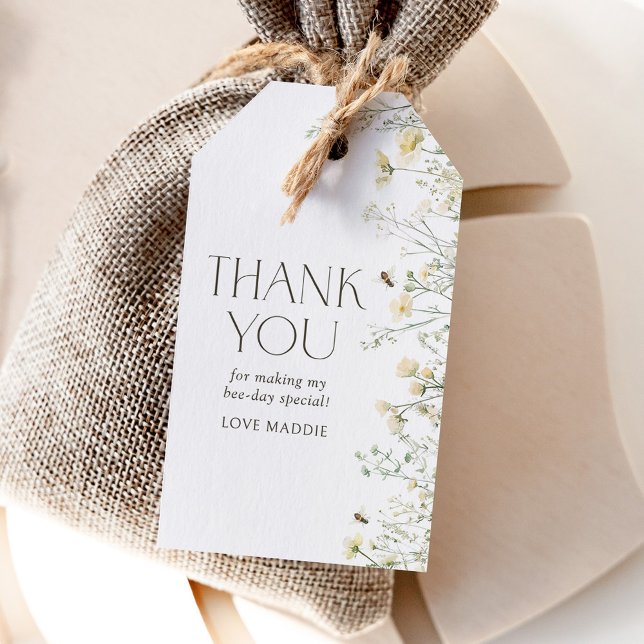 Etiqueta Para Presente Wildflower Bee Birthday (Criador carregado)