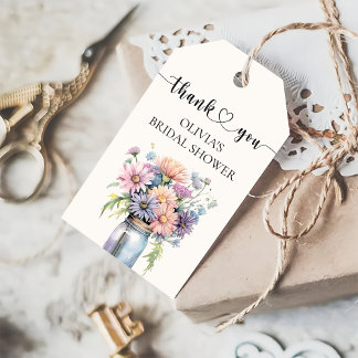 Etiqueta Para Presente Wildflower Rustic Mason Jar Chá de panela Favor