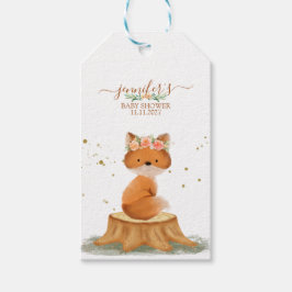 Etiqueta Para Presente Wildlife Animal Fox with Flower thank you