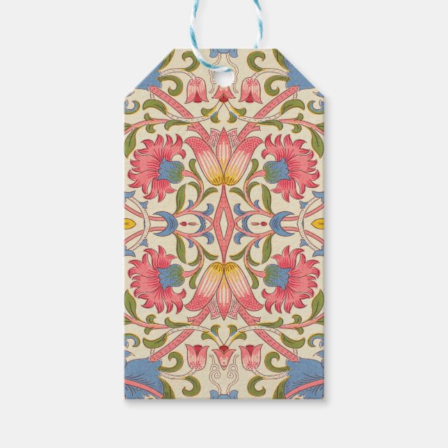 Etiqueta Para Presente William Morris Lodden Padrão Floral Pastel  (Frente)