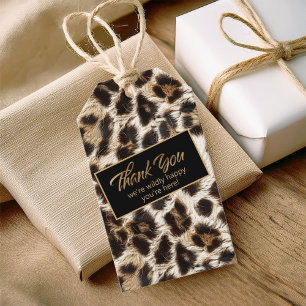 Etiqueta Para Presente Willy Happy Obrigado Leopard Branco ID1157