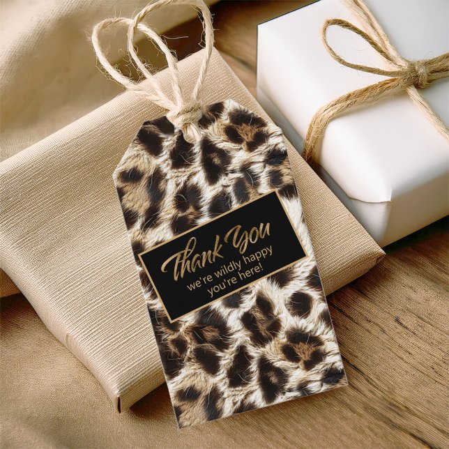 Etiqueta Para Presente Willy Happy Obrigado Leopard Branco ID1157 (Criador carregado)
