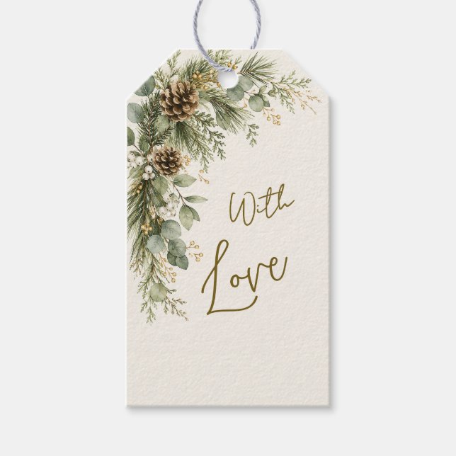 Etiqueta Para Presente Winter Botanica | Com Amor Winter Botanicals (Frente)