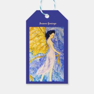Etiqueta Para Presente Winter Christmas Angel Maureen Girard Blue