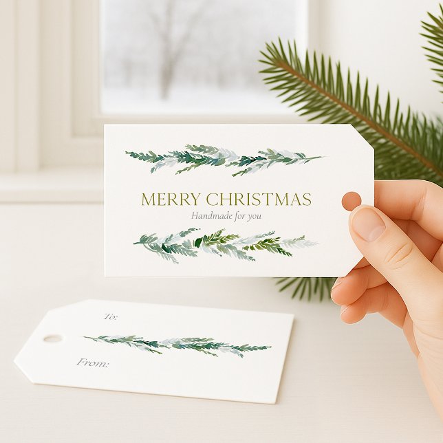 Etiqueta Para Presente Winter Greenery “Merry Christmas” (Criador carregado)