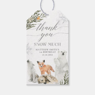 Etiqueta Para Presente Winter Onederland Woodland Animal Obrigado