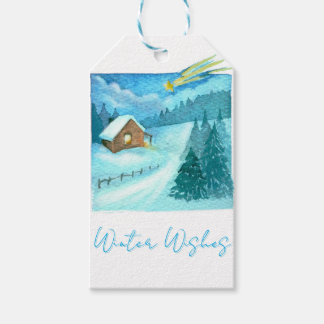 Etiqueta Para Presente Winter Star Over A Quiet Cabin Christmas