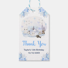 Etiqueta Para Presente Winter Wonderland Animals Birthday Party Thank You