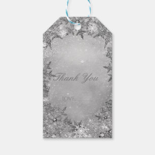 Etiqueta Para Presente Winter Wonderland Snowflakes Silver Elegant Party