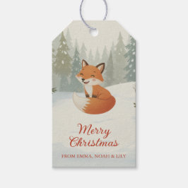 Etiqueta Para Presente Winter Woodland Merry Christmas Forest Fox