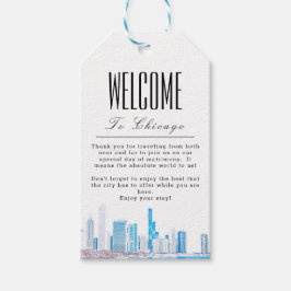 Etiqueta Para Presente Wintery Chicago Skyline Personalizado Bem-vindo