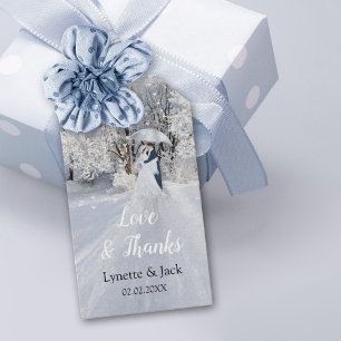 Etiqueta Para Presente Wonderland de inverno, Casal de arte fina com guar