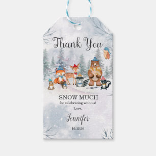 Etiqueta Para Presente Woodland Animais Da Floresta De Inverno Obrigado E