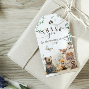 Etiqueta Para Presente Woodland animals forest greenery Baby Shower
