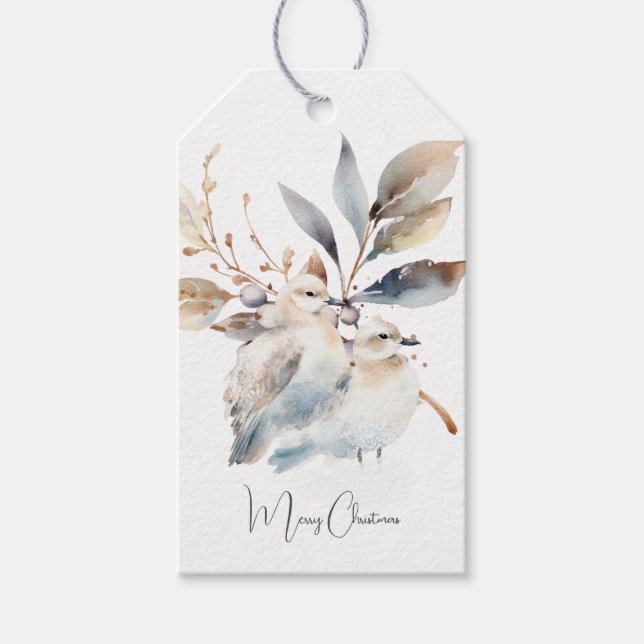 Etiqueta Para Presente Woodland Dove Christmas (Frente)