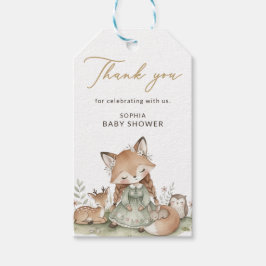 Etiqueta Para Presente Woodland Fox Girl Baby Shower Gift Tag