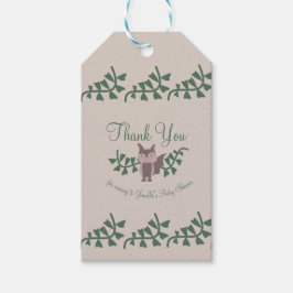 Etiqueta Para Presente Woodland Fox Greenery Chá de fraldas Rustic