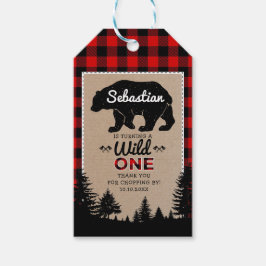 Etiqueta Para Presente Woodland Lumberjack Bear Wild Um primeiro aniversa