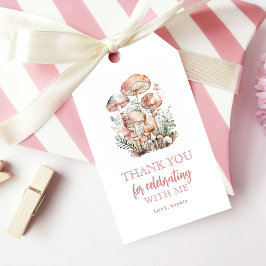 Etiqueta Para Presente Woodland Mushroom Blush Pink Birday Obrigado