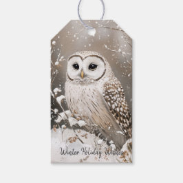 Etiqueta Para Presente Woodland Owl Winter Christmas