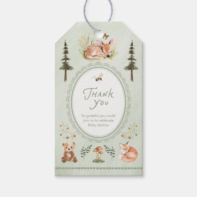 Etiqueta Para Presente Woodland Sage Green Baby Shower Thank You (Frente)