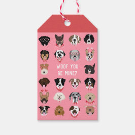 Etiqueta Para Presente Woof You Be Mine Dog Face Patterno