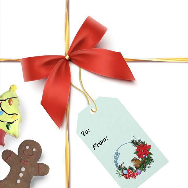 Etiqueta Para Presente Wreath do rato de Natal (Criador carregado)