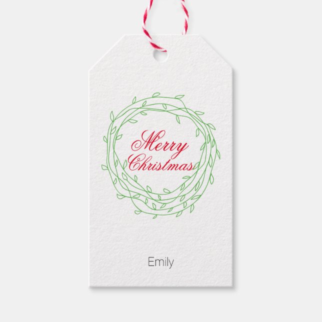 Etiqueta Para Presente Wreath Felry Natal personalizado (Frente)