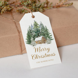 Etiqueta Para Presente WWoodland Rustic Cabine de inverno Natal
