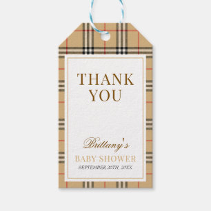 Etiqueta Para Presente Xadrez Beige Tartan
