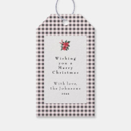 Etiqueta Para Presente Xadrez de Gingham Preto e Branco Natal Personaliza