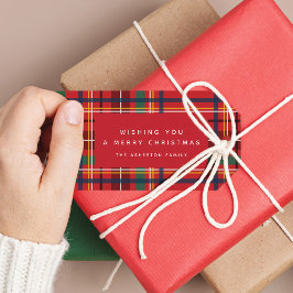 Etiqueta Para Presente Xadrez de Natal colorida, feriado vermelho, person