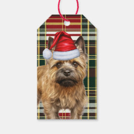 Etiqueta Para Presente Xadrez de Natal com um Cairn Terrier Dog Natal
