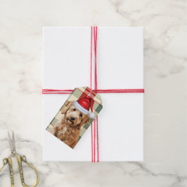 Etiqueta Para Presente Xadrez de Natal e Cachorro de Goldendoodle