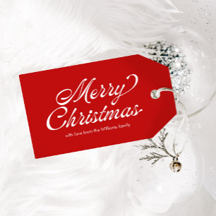 Etiqueta Para Presente Xadrez do Red Felry Christmas Vintage Script