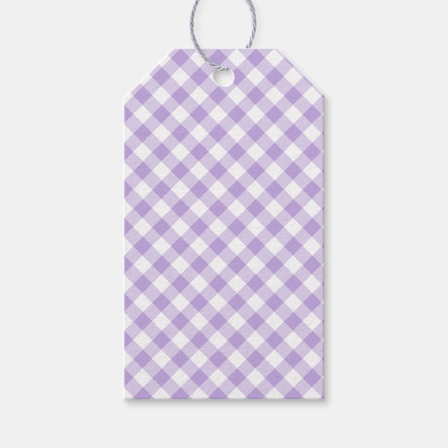 Etiqueta Para Presente Xadrez Retro Suave Lavanda (Frente)