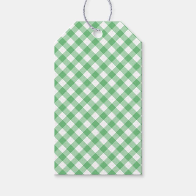 Etiqueta Para Presente Xadrez Retro Verde de Verão (Frente)