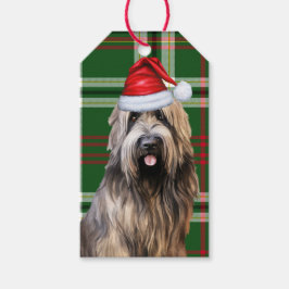 Etiqueta Para Presente Xadrez verde Feriado Briard Shepherd Natal