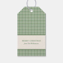 Etiqueta Para Presente Xadrez Verde Gingham Natal Nome Personalizado